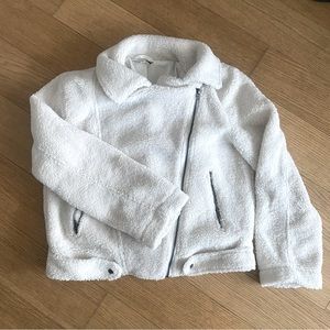 Olivaceous Off-white Cream Teddy Fleece Sherpa Jacket Sz M